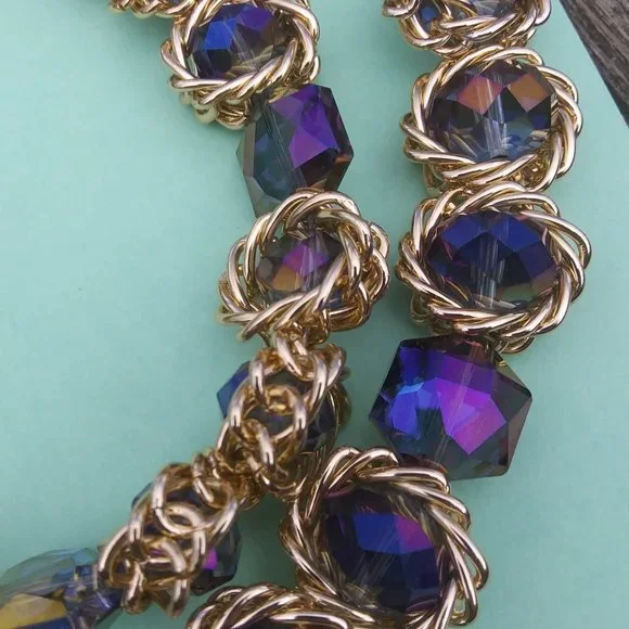 New Eye Candy Los Angeles two strands statement necklace 14 Kt gold plated - Picture 7 of 16